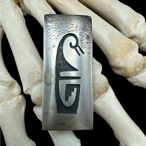 Vintage Hopi Sterling Silver Hand Made Abstract Bird Money Clip 24 grams